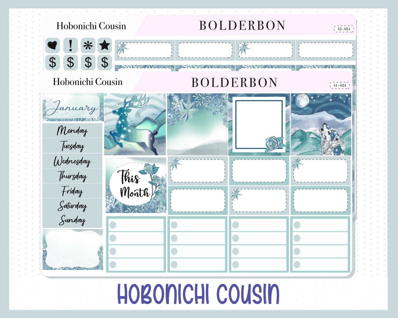 JANUARY Hobonichi Cousin and A5 Day Free || Monthly Planner Sticker Kit,  Winter