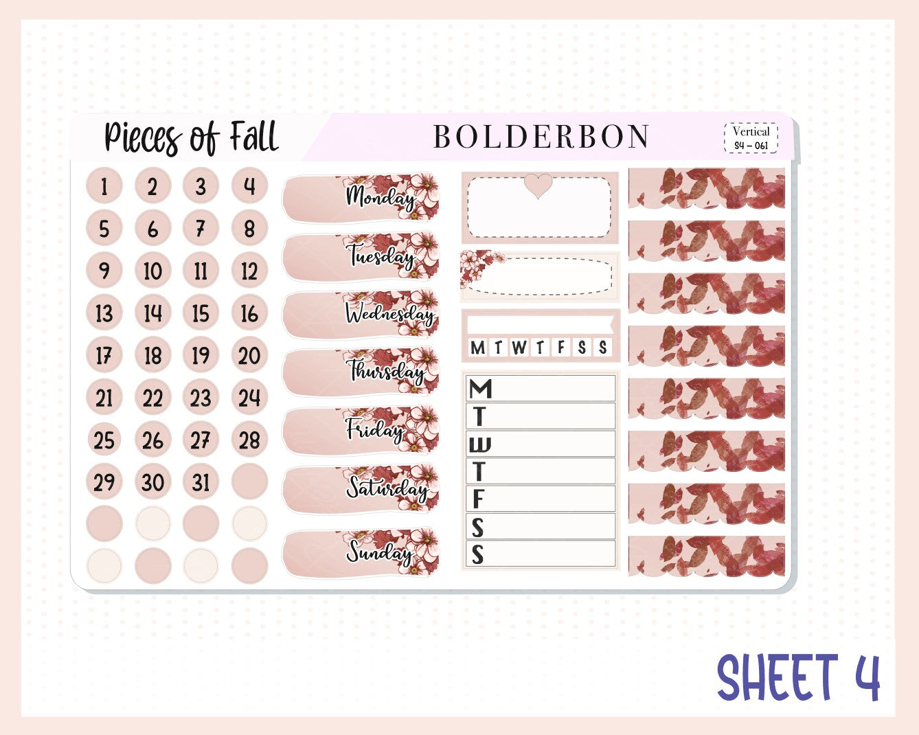 PIECES OF FALL || 7x9 Vertical Planner Sticker Kit