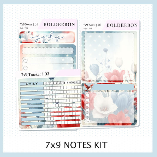 JULY 7x9 Notes Kit || Planner Sticker Kit for Erin Condren Dashboard