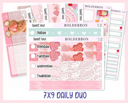 SWEET LOVE 7x9 Daily Duo || Planner Sticker Kit for Erin Condren