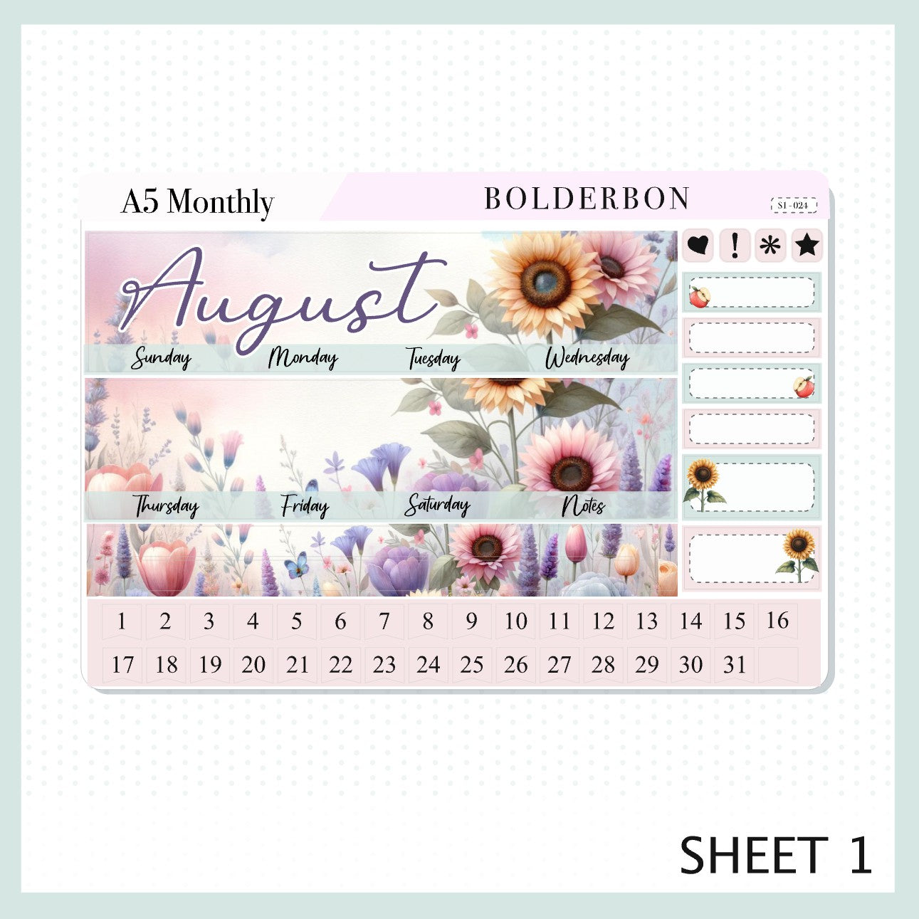 AUGUST A5 MONTHLY KIT || Planner Stickers for Erin Condren