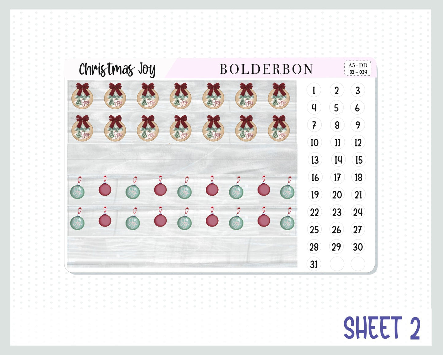 CHRISTMAS JOY || A5 Daily Duo Planner Sticker Kit