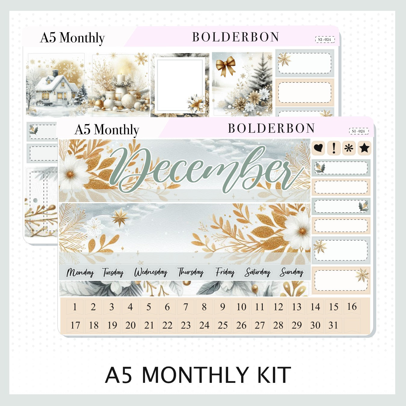 DECEMBER A5 MONTHLY KIT || Planner Stickers for Erin Condren