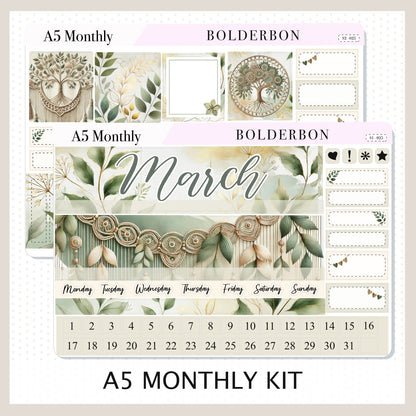 MARCH A5 MONTHLY KIT || Planner Stickers for Erin Condren