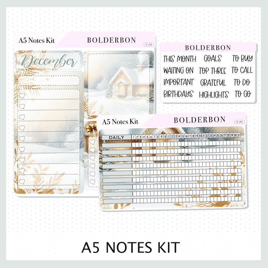 DECEMBER A5 NOTES KIT || Compact Vertical, A5 Daily Duo, A5 Horizontal, Planner Stickers