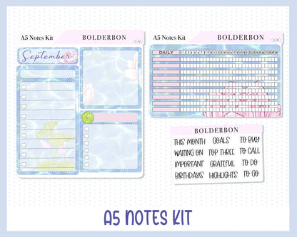 SEPTEMBER A5 NOTES KIT || "Koi Pond" Planner Sticker Kit