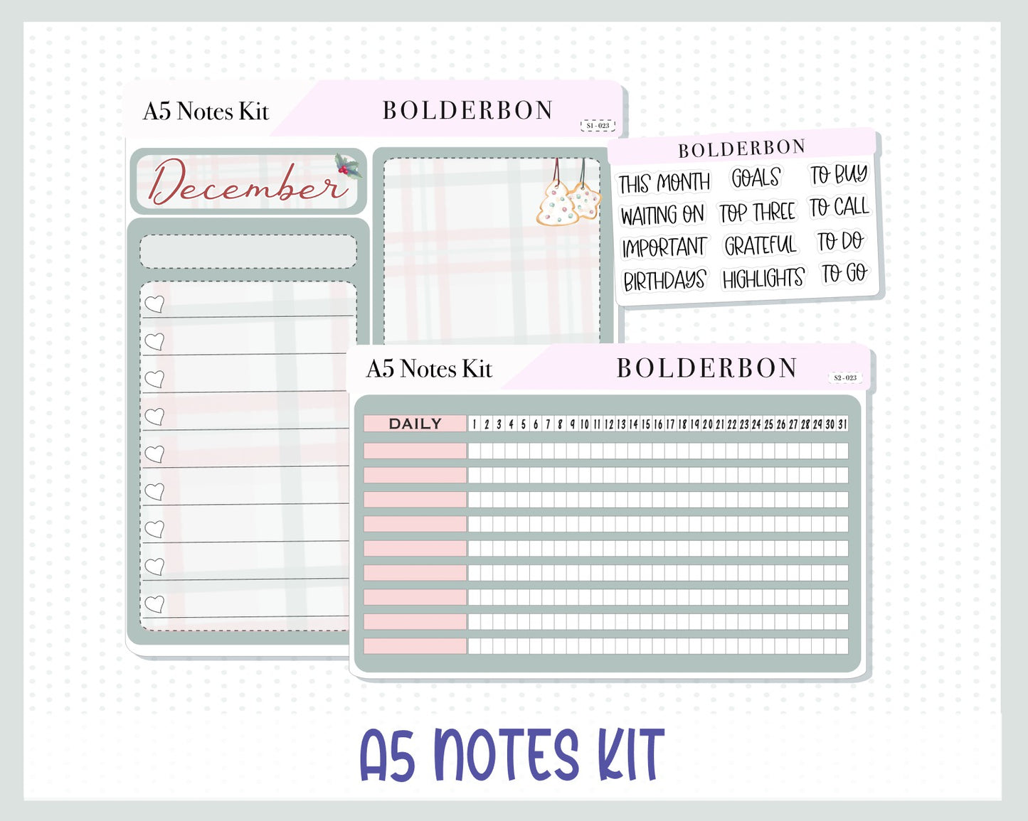 DECEMBER A5 NOTES KIT  || "Christmas Joy" Planner Sticker Kit