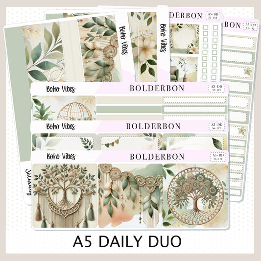 BOHO VIBES || A5 Daily Duo Planner Sticker Kit