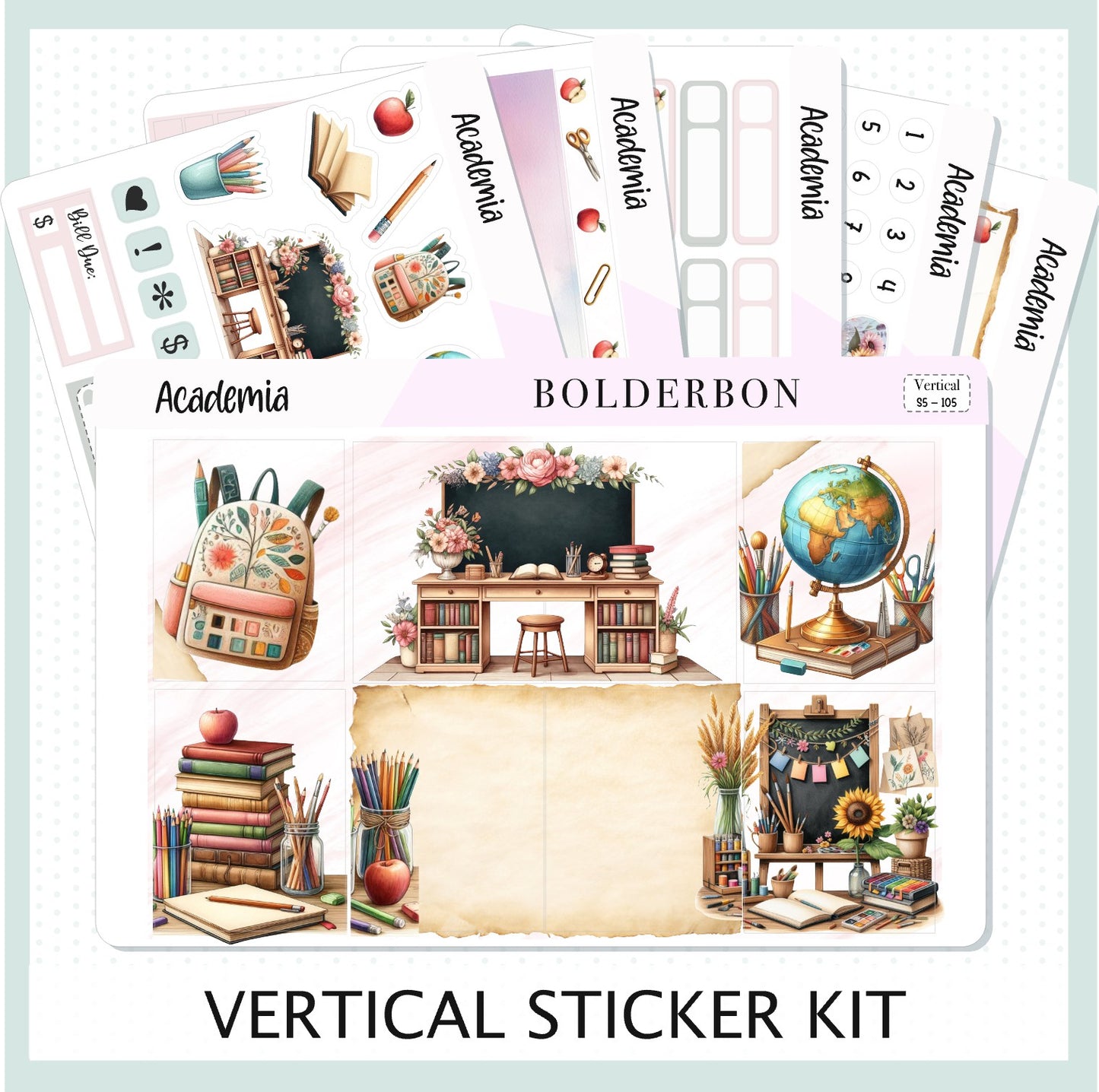 ACADEMIA || 7x9 Vertical Planner Sticker Kit