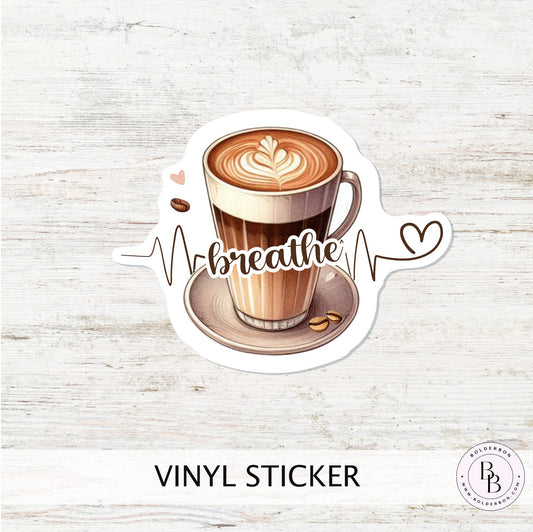 Breathe Coffee Sticker || Laptop Sticker, Kindle Sticker, Book Lover, Coffee Lover, Unique Gift, Bookish Gift sticker, Planner Scrapbook (Copy)