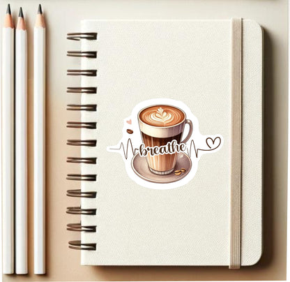 Breathe Coffee Sticker || Laptop Sticker, Kindle Sticker, Book Lover, Coffee Lover, Unique Gift, Bookish Gift sticker, Planner Scrapbook (Copy)