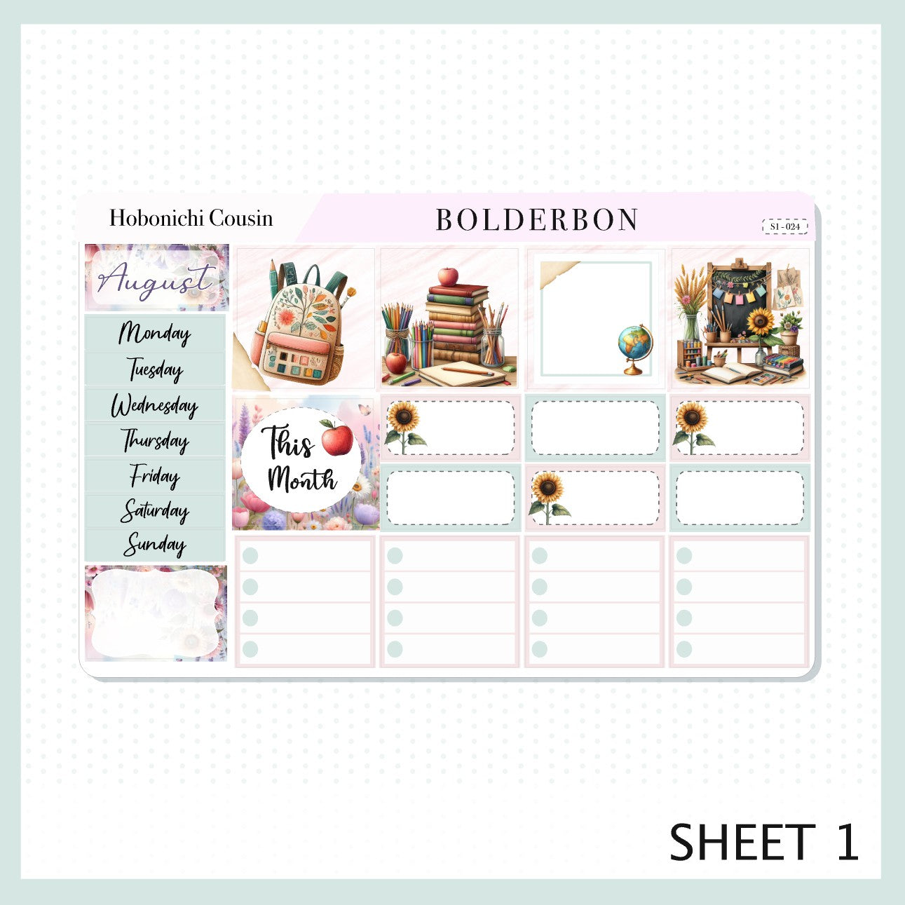 AUGUST Hobonichi Cousin and A5 Day Free || Monthly Planner Sticker Kit