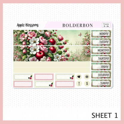 APPLE BLOSSOMS Hobonichi Cousin || Planner Sticker Kit