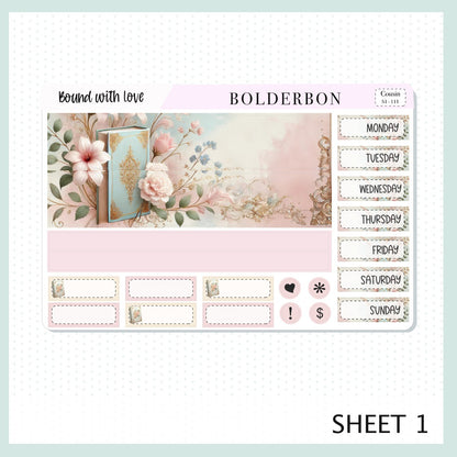 BOUND WITH LOVE Hobonichi Cousin || Bookish, Planner Sticker Kit