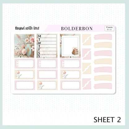 BOUND WITH LOVE Hobonichi Cousin || Bookish, Planner Sticker Kit