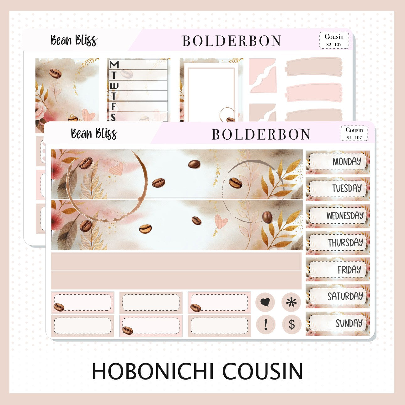 BEAN BLISS Hobonichi Cousin || Planner Sticker Kit