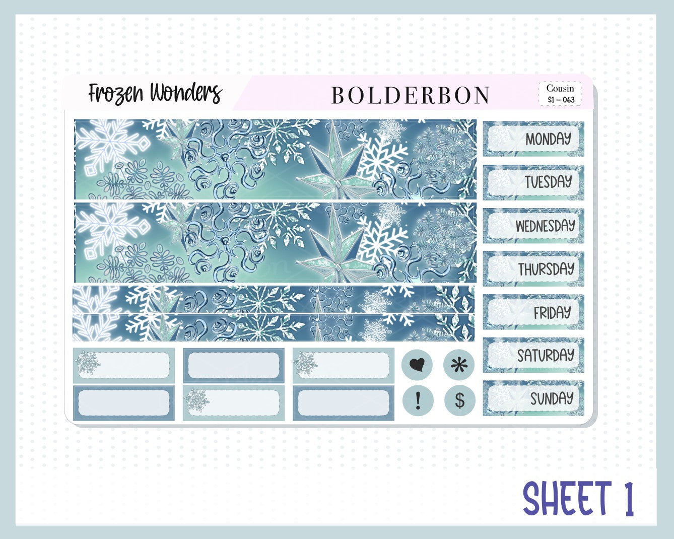 FROZEN WONDERS Hobonichi Cousin || Weekly Planner Sticker Kit Hand Drawn, Winter