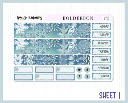 FROZEN WONDERS Hobonichi Cousin || Weekly Planner Sticker Kit Hand Drawn, Winter