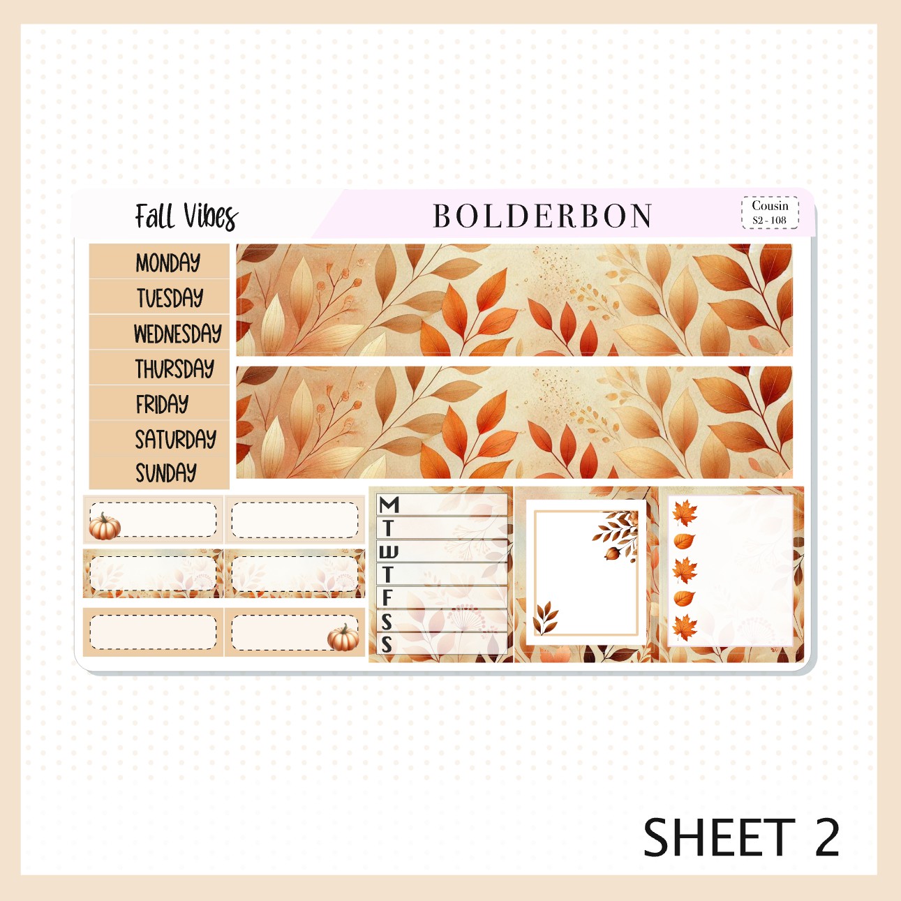 FALL VIBES Hobonichi Cousin || Planner Sticker Kit