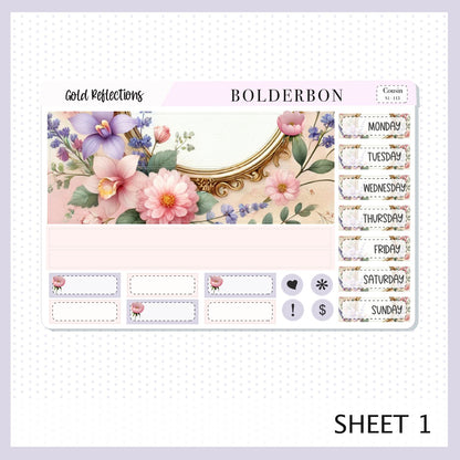 GOLD REFLECTIONS Hobonichi Cousin || Springtime, Pastel Aesthetic, A5 Planner Sticker Kit