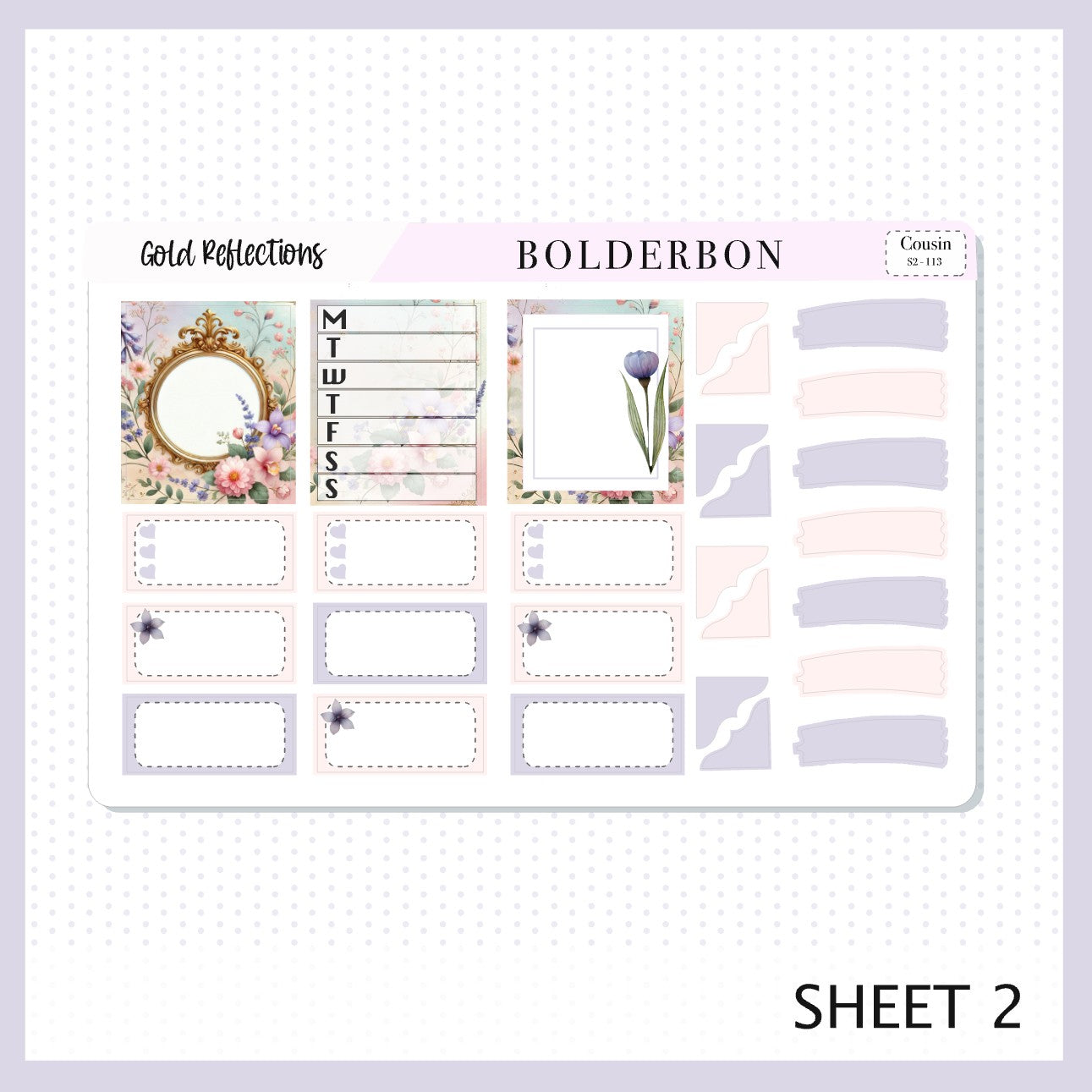 GOLD REFLECTIONS Hobonichi Cousin || Springtime, Pastel Aesthetic, A5 Planner Sticker Kit