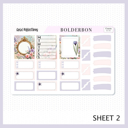 GOLD REFLECTIONS Hobonichi Cousin || Springtime, Pastel Aesthetic, A5 Planner Sticker Kit