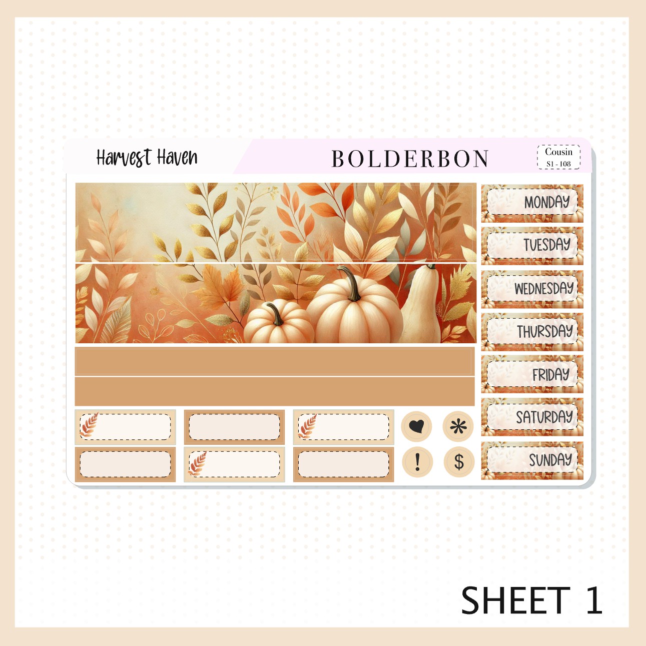 HARVEST HAVEN Hobonichi Cousin || Planner Sticker Kit