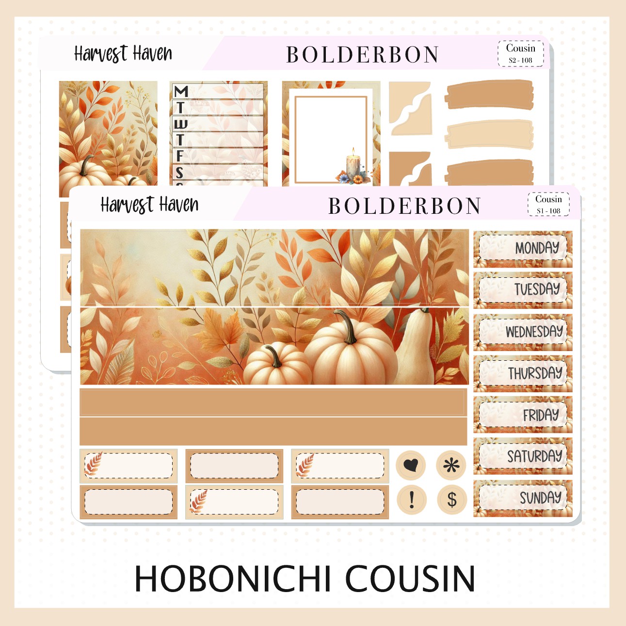 HARVEST HAVEN Hobonichi Cousin || Planner Sticker Kit