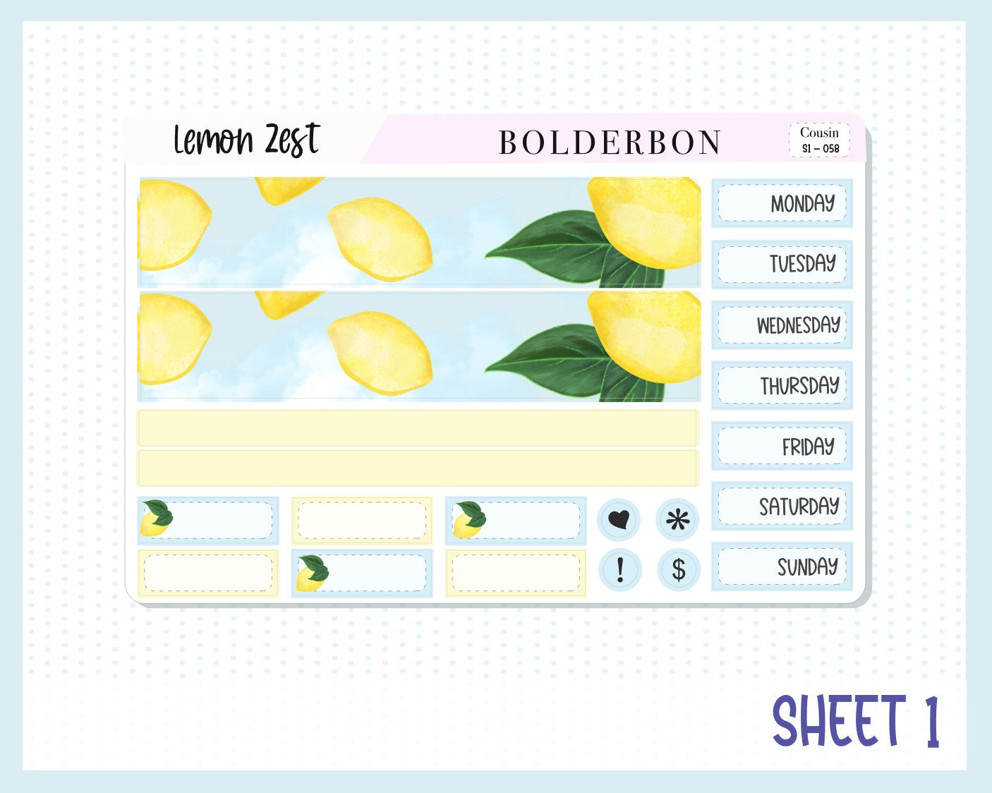 LEMON ZEST || Hobonichi Cousin Planner Sticker Kit