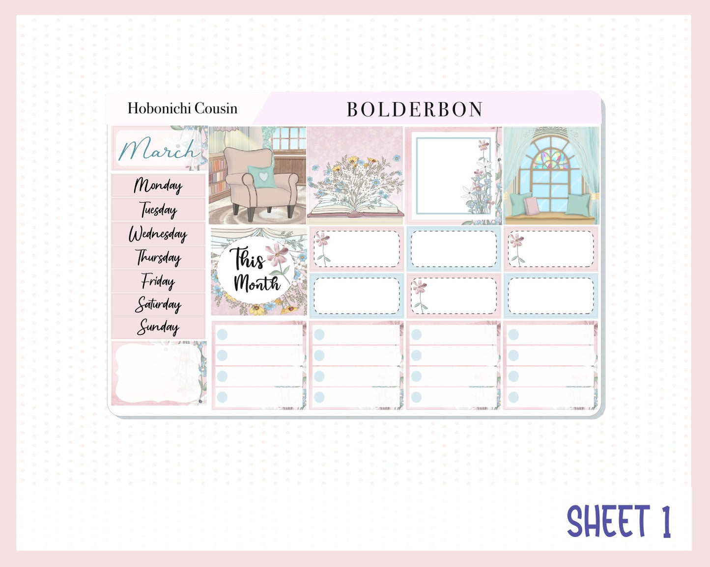 MARCH Hobonichi Cousin and A5 Day Free || Monthly Planner Sticker Kit