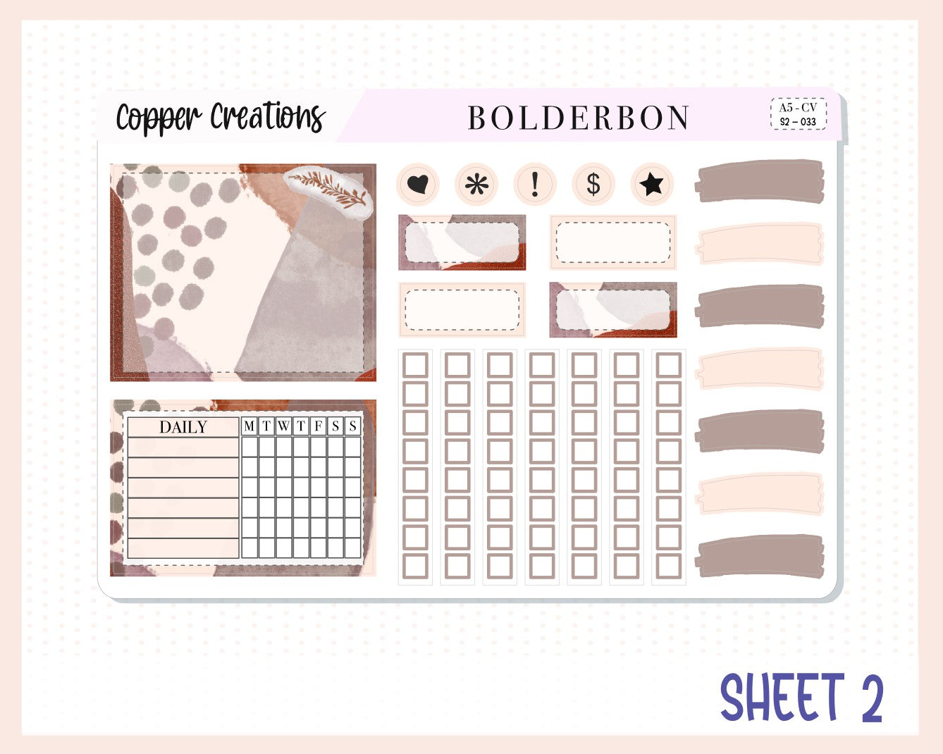 COPPER CREATIONS "Compact Vertical" || A5 Planner Sticker Kit
