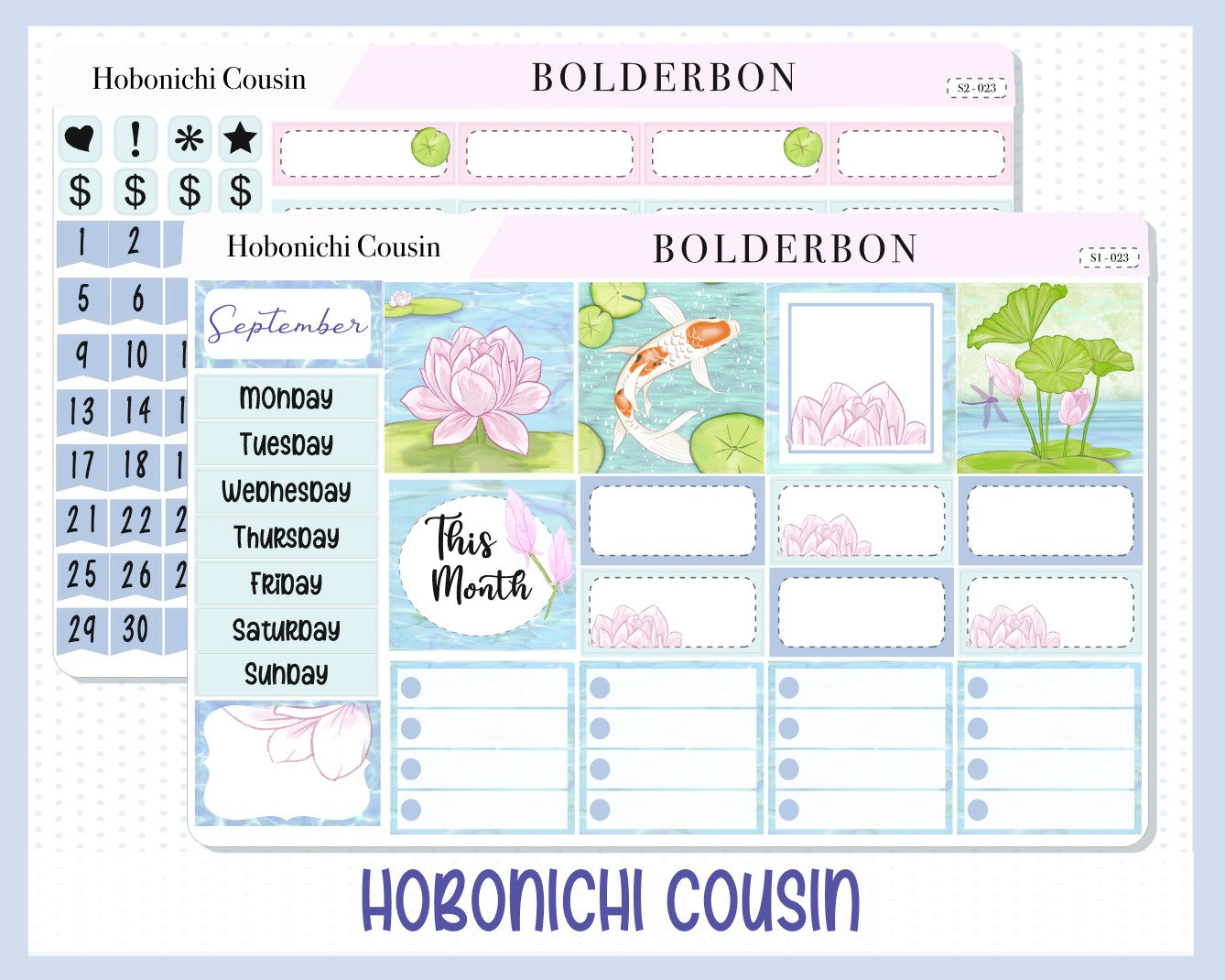 SEPTEMBER Hobonichi Cousin and A5 Day Free || "Koi Pond" Monthly Planner Sticker Kit