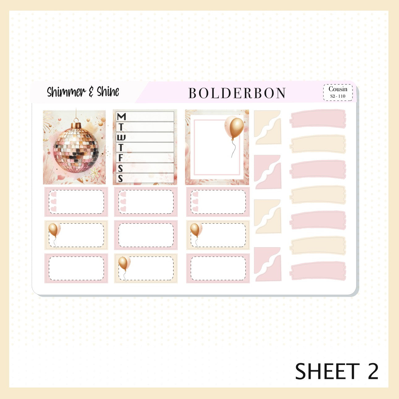 SHIMMER & SHINE Hobonichi Cousin || Planner Sticker Kit