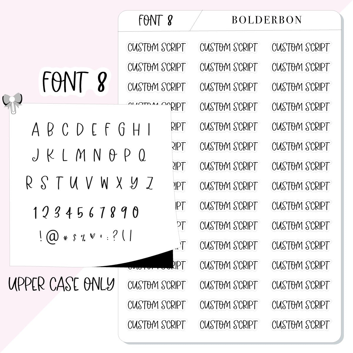 CUSTOM SCRIPT Text Stickers || 45+ Word Font Matte White or Clear Sticker Paper