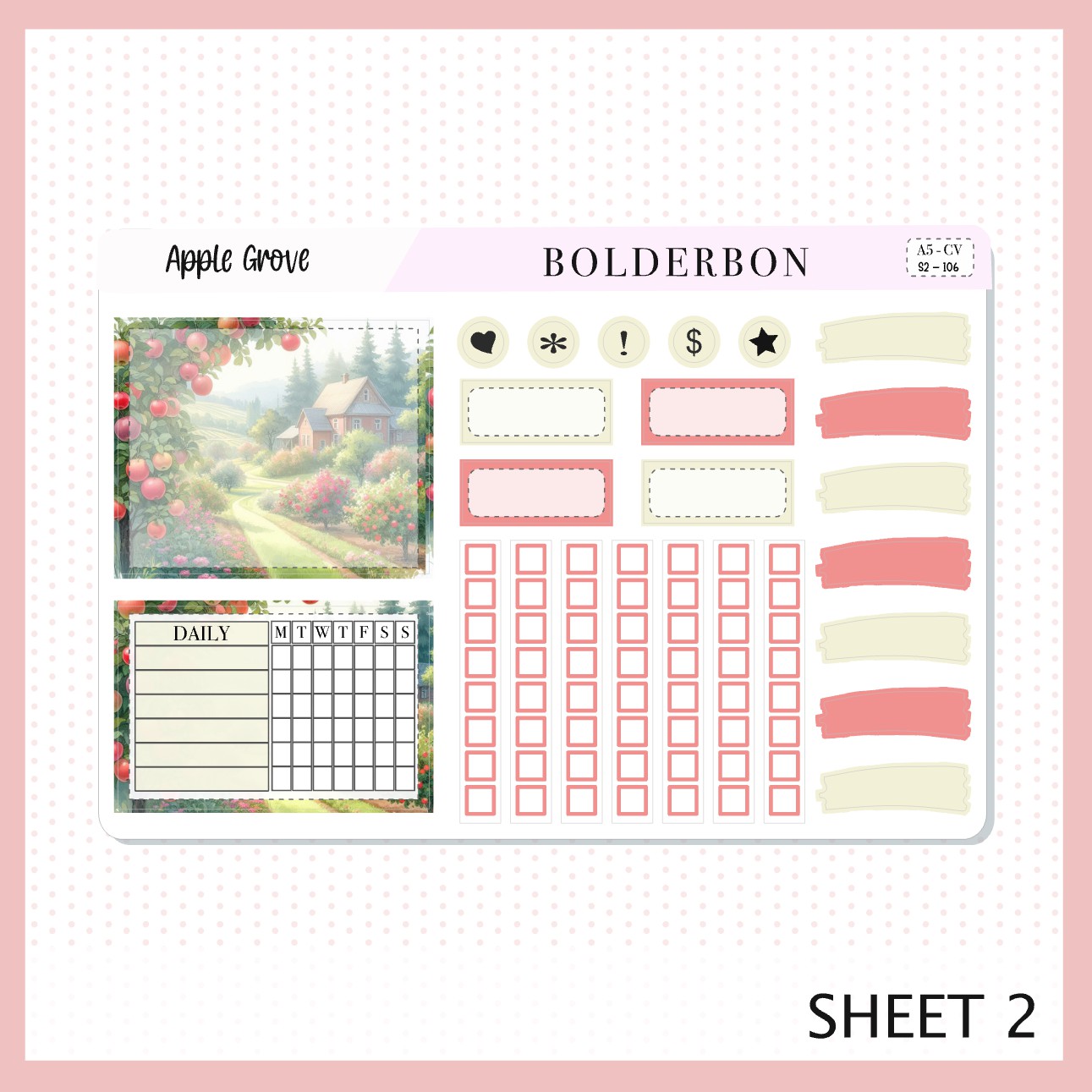 APPLE GROVE "Compact Vertical" || A5 Planner Sticker Kit