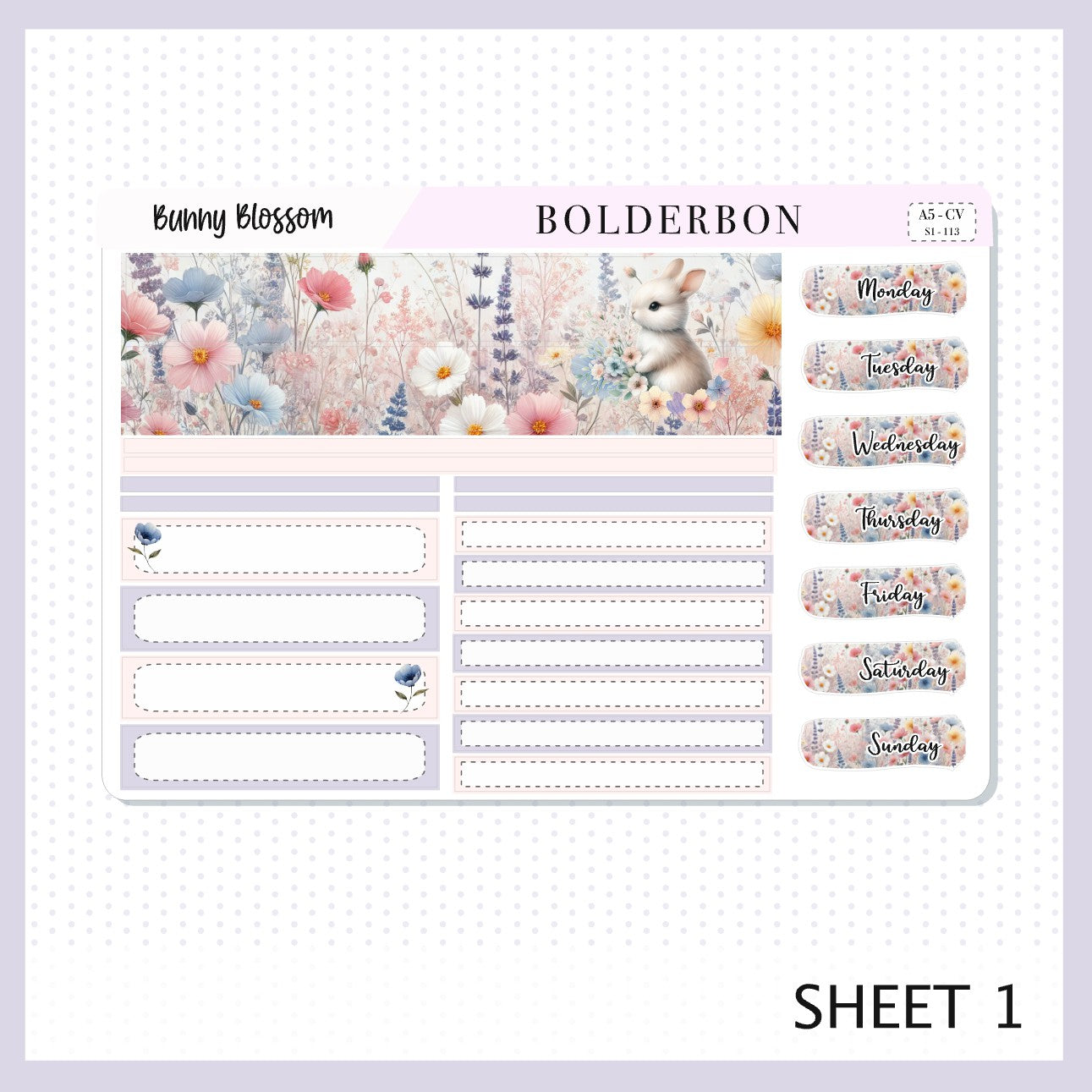 BUNNY BLOSSOM "A5 Compact Vertical" || Planner Sticker Kit