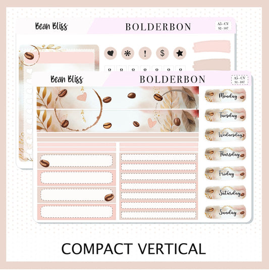 BEAN BLISS "Compact Vertical" || A5 Planner Sticker Kit