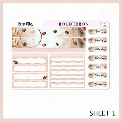 BEAN BLISS "Compact Vertical" || A5 Planner Sticker Kit