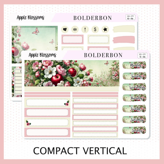 APPLE BLOSSOMS "Compact Vertical" || A5 Planner Sticker Kit