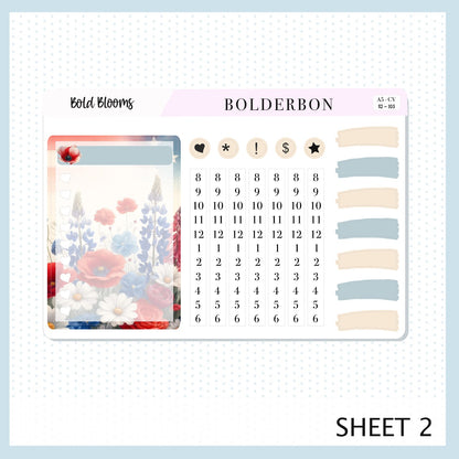 BOLD BLOOMS "Compact Vertical" || A5 Planner Sticker Kit