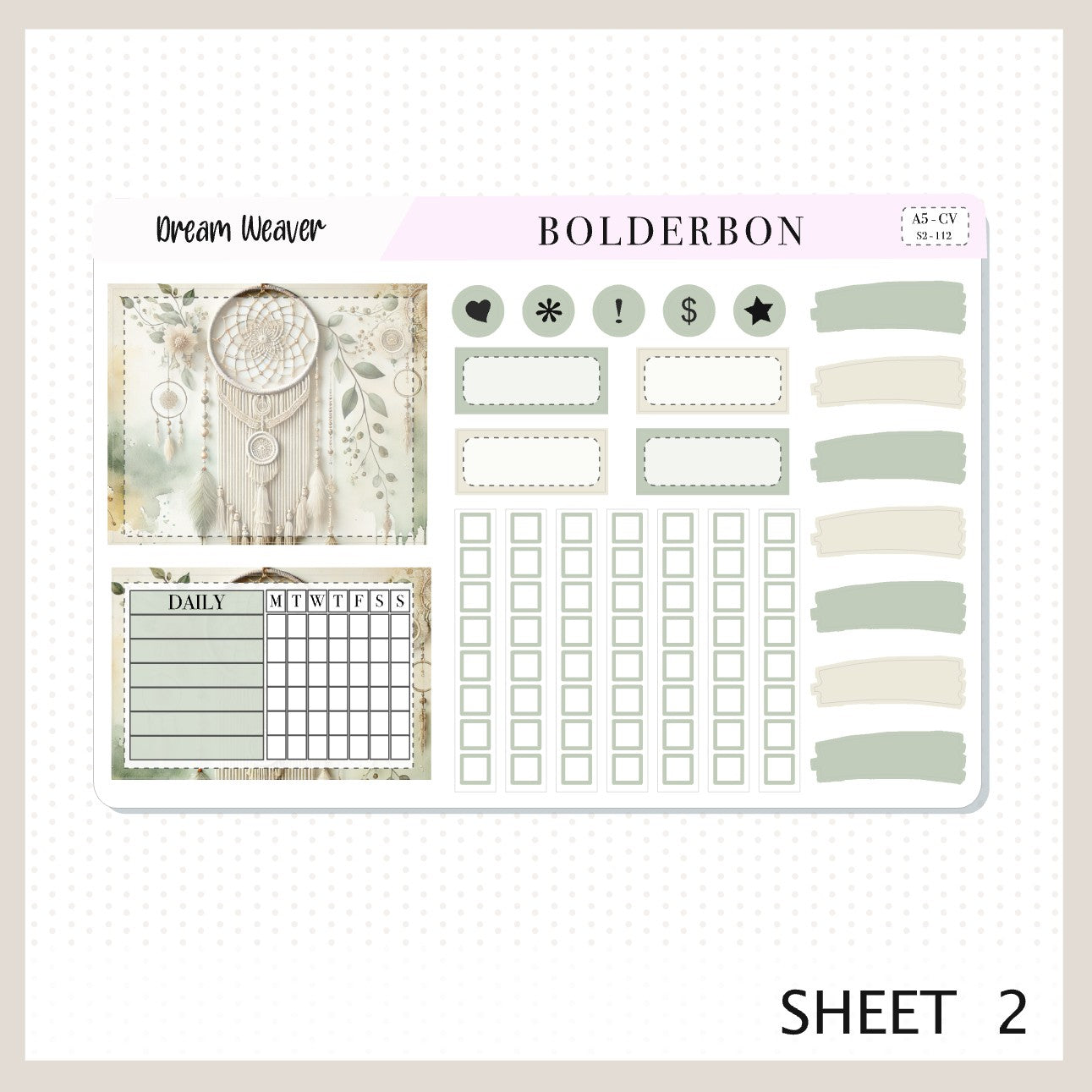 DREAM WEAVER "A5 Compact Vertical" || Planner Sticker Kit