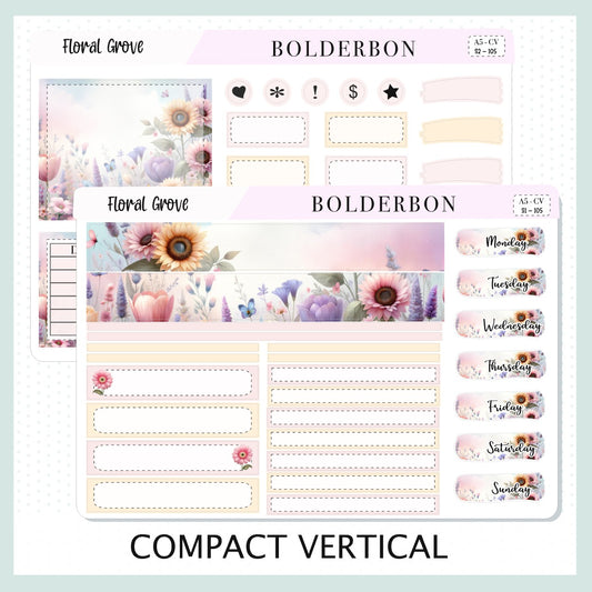 FLORAL GROVE "Compact Vertical" || A5 Planner Sticker Kit