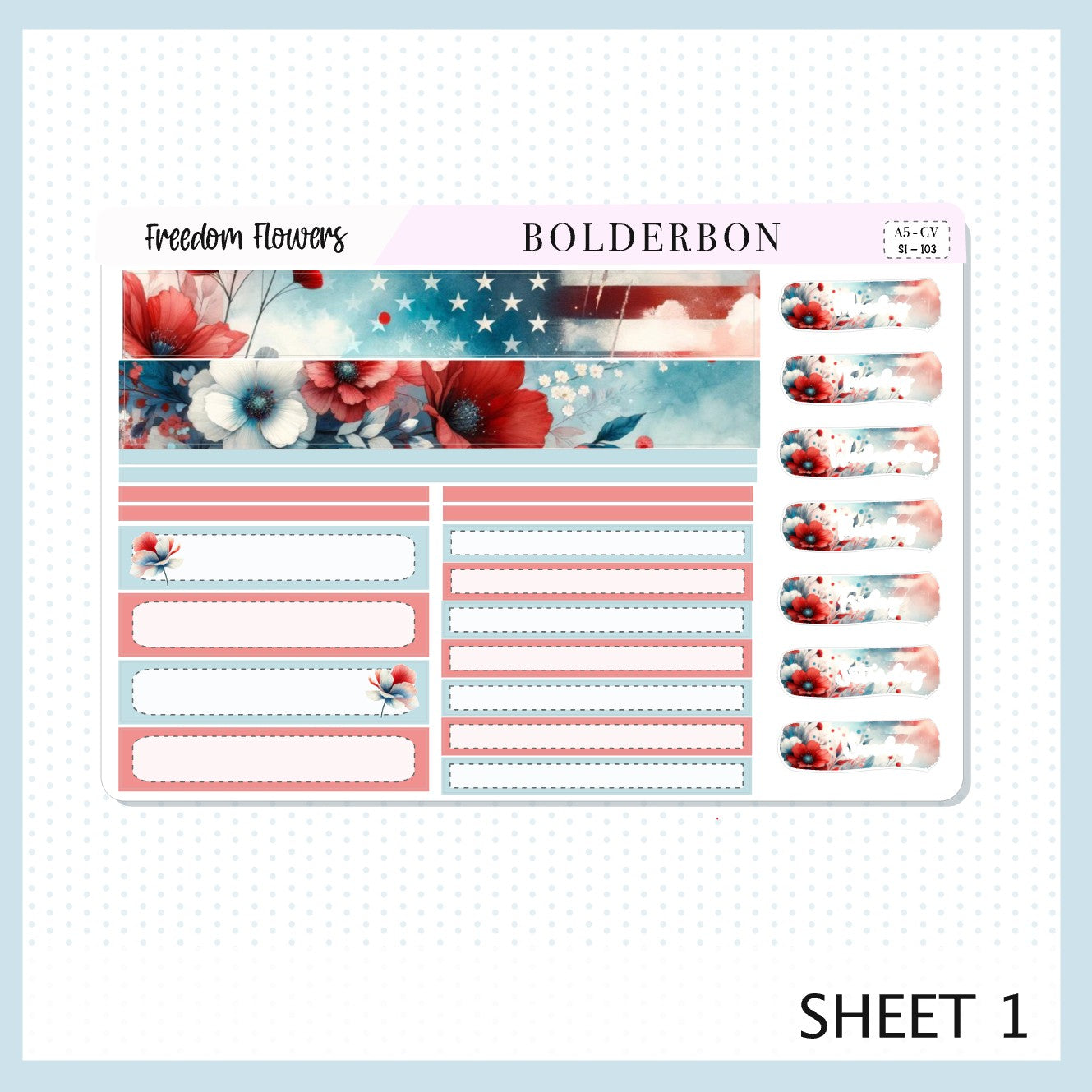 FREEDOM FLOWERS "Compact Vertical" || A5 Planner Sticker Kit