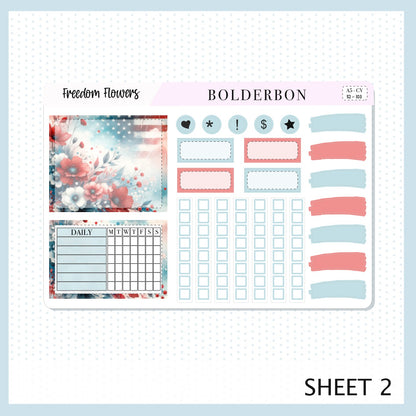 FREEDOM FLOWERS "Compact Vertical" || A5 Planner Sticker Kit