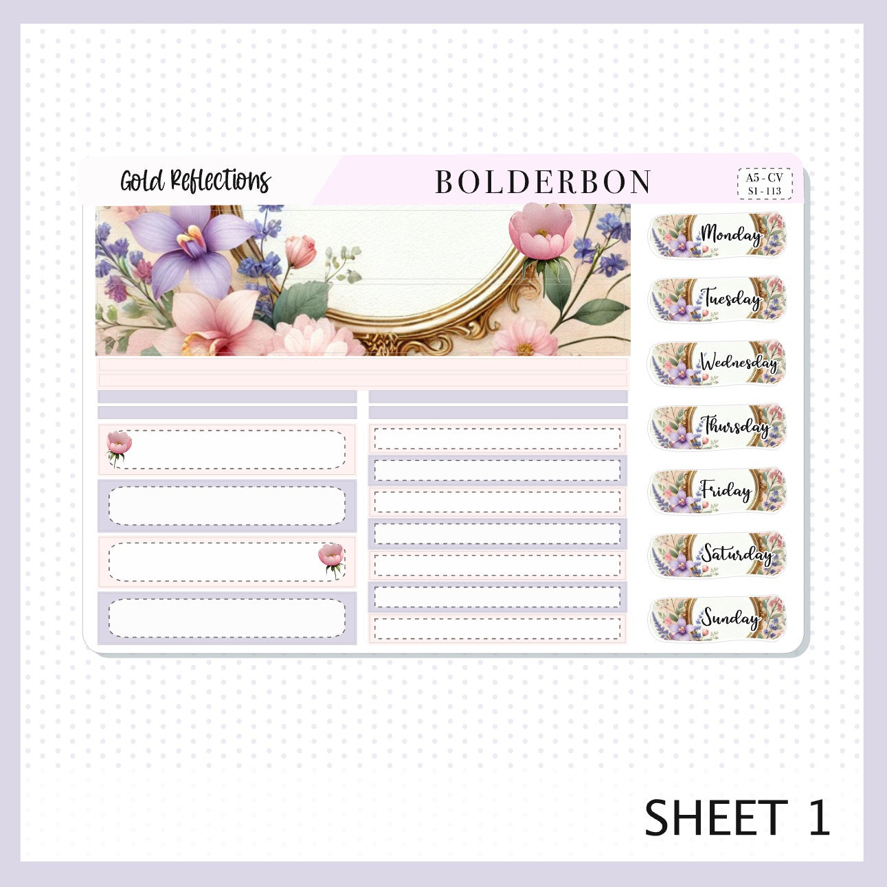 GOLD REFLECTIONS "A5 Compact Vertical" || Planner Sticker Kit