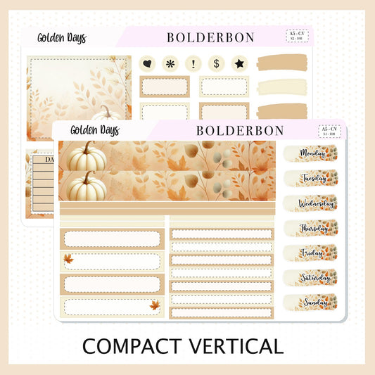 GOLDEN DAYS "A5 Compact Vertical" || Planner Sticker Kit