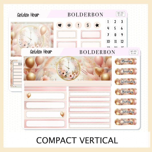 GOLDEN HOUR "A5 Compact Vertical" || Planner Sticker Kit