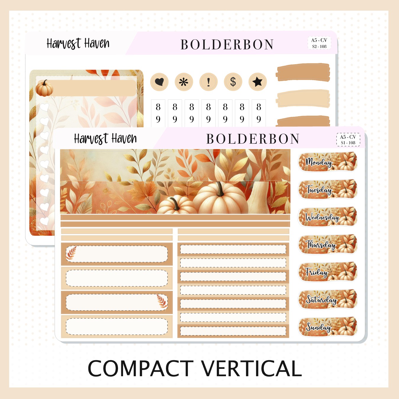 HARVEST HAVEN "A5 Compact Vertical" || Planner Sticker Kit