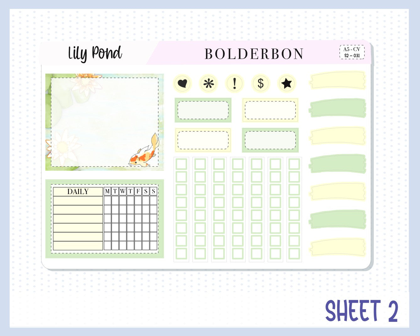 LILY POND || A5 Compact Vertical Planner Sticker Kit