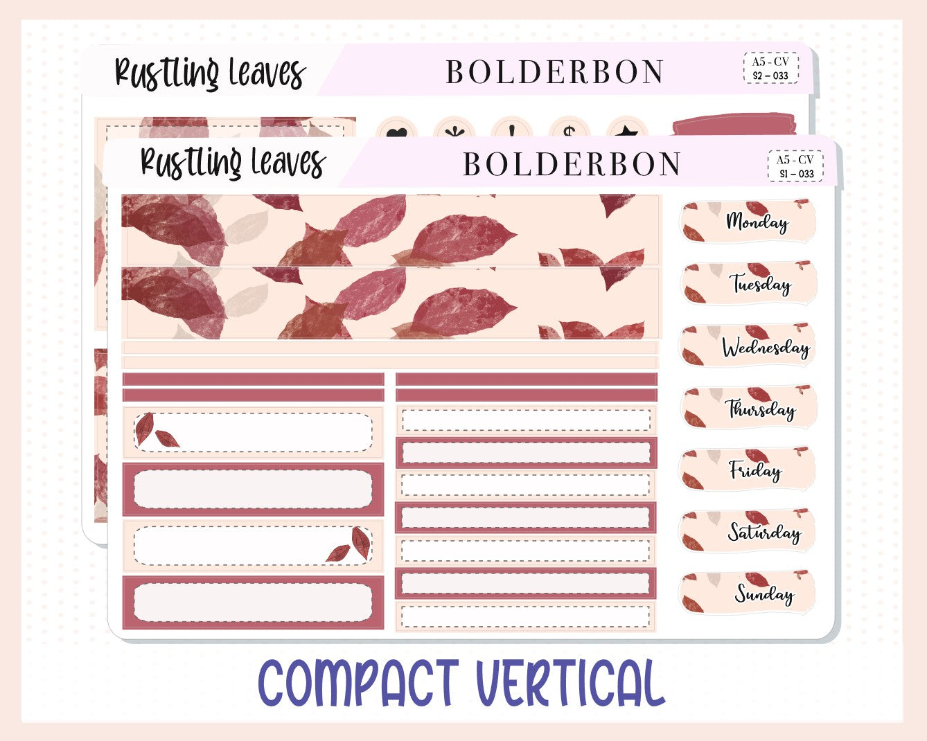 RUSTLING LEAVES "Compact Vertical" || A5 Planner Sticker Kit